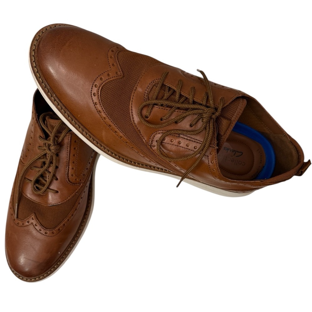 Clarks Shoes Collection Comfort Cognac Brown Leather Derby Shoes Men’s 11M